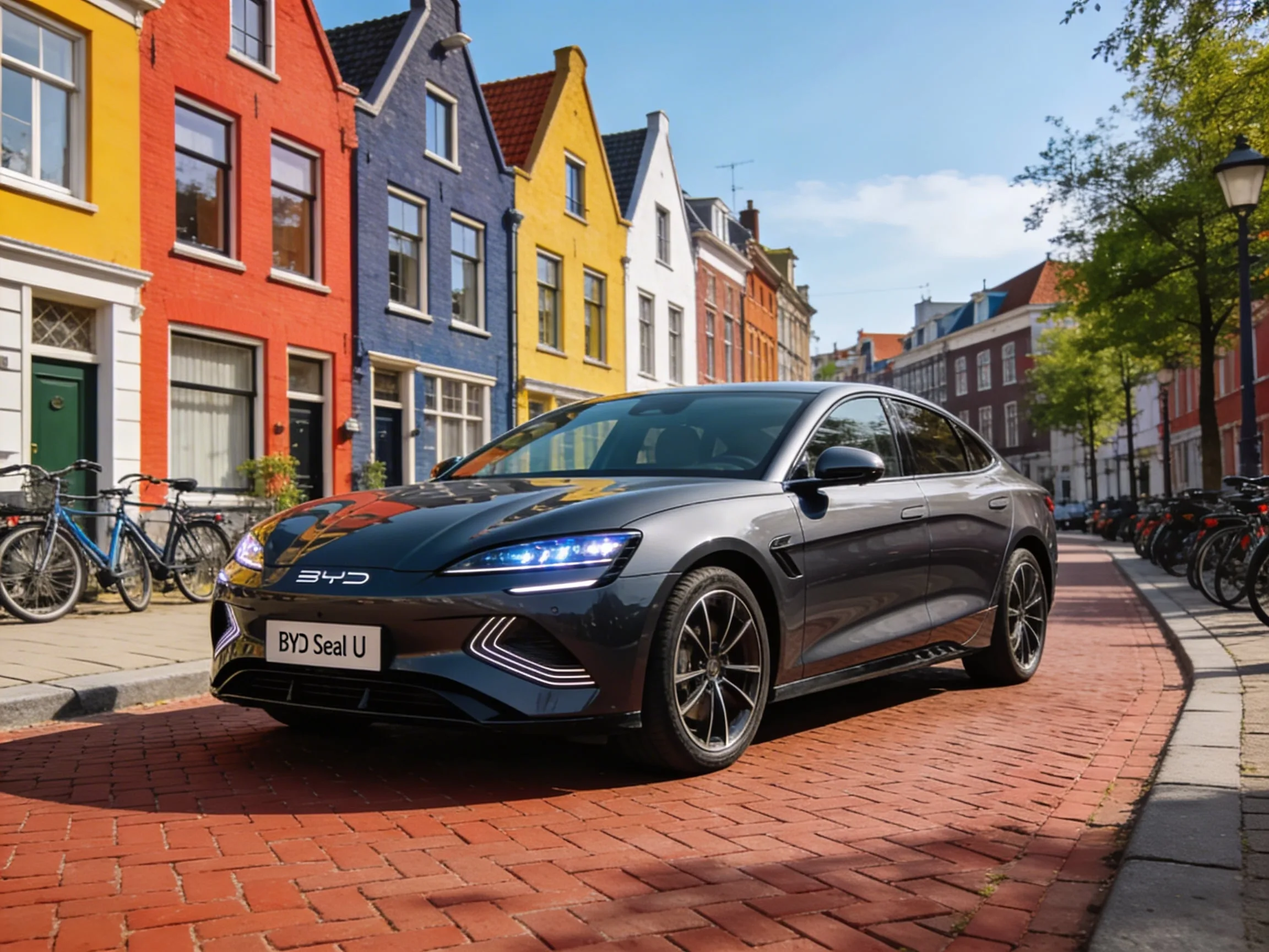 BYD Seal elektrische auto geparkeerd op een Nederlandse stadsstraat — Aziatische EV test en review.